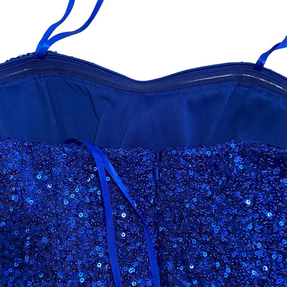 La Femme Royal Blue Strapless Sequin Mini Dress Size 6 - Picture 7 of 11